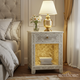 Handcrafted Decorative Bedside Table with Floral Inlay | Luxury Handmade Bedside Table
