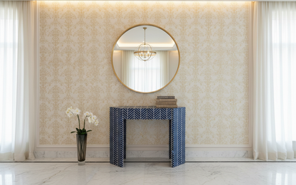 Sapphire Herringbone Bone Inlay Console Table – Luxury Accent Console (36"W x 12"D x 30"H)