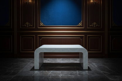 Ivory Mother of Pearl Inlay Waterfall Coffee Table – Luxury Modern Center Table (36"W x 20"D x 16"H)