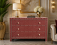 Ready to Ship Bone Inlay Cabinet / Chest of Drawers – Red & White Herringbone Design (42"W x 18"D x 30"H) | Handmade in India