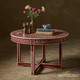 Red and White Decorative Round Wooden Table | Luxury Handmade Coffee Table