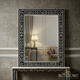 Elegant Black and White Floral Inlay Mirror | Luxury Handmade Mirror
