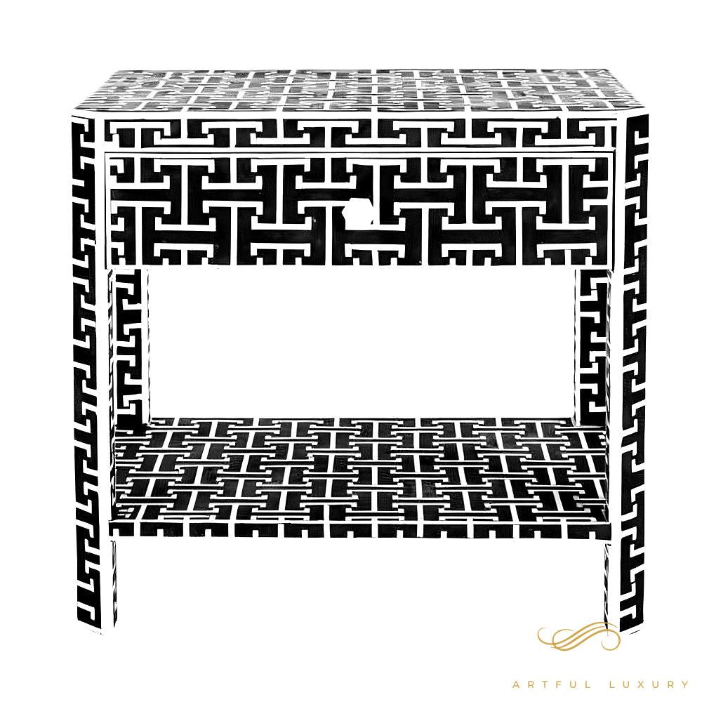 Bone Inlay Bedside Table for Home | Luxury Handmade Bedside Table