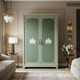 Elegant Green Floral Pattern Wooden Wardrobe | Luxury Handmade Wardrobe