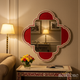 Luxury Quatrefoil Decorative Wall Mirror with Red Velvet Accents | Luxury Handmade Mirror