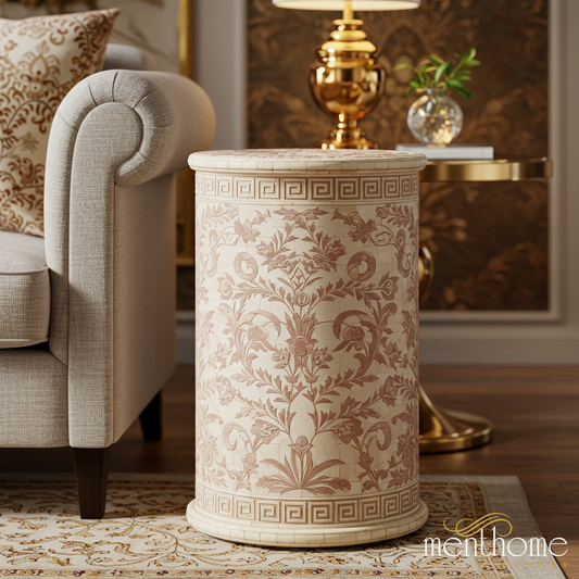 Elegant Floral inlay Side Table | Luxury Handmade Side Table