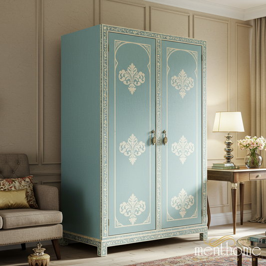 Vintage Blue Decorative Wardrobe Cabinet | Luxury Handmade Wardrobe