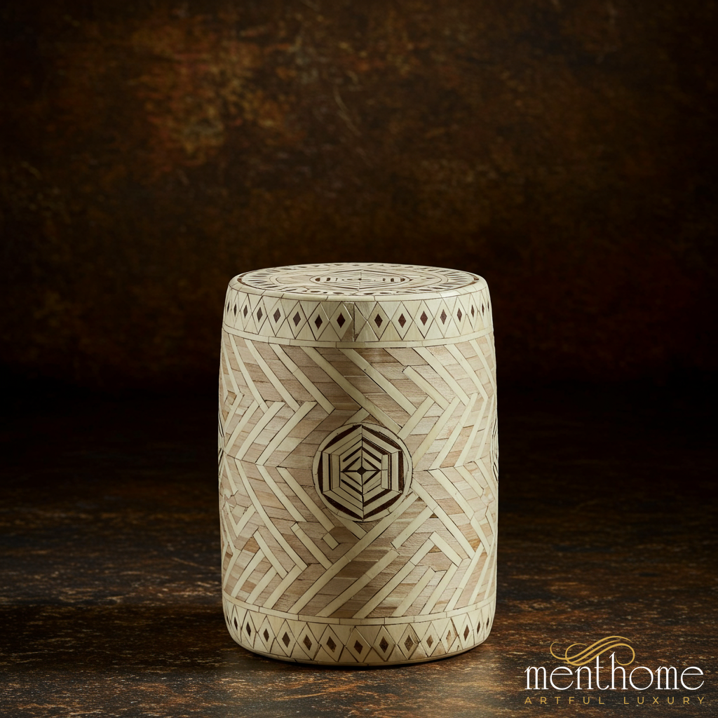 Handcrafted Decorative Wooden Inlay Box | Luxury Handmade Stool