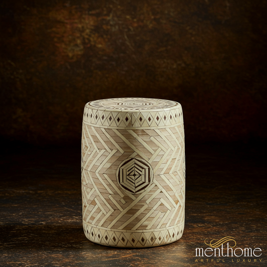 Handcrafted Decorative Wooden Inlay Box | Luxury Handmade Stool
