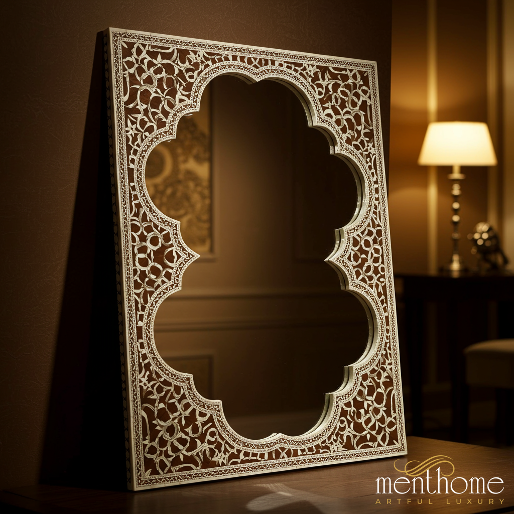 Ornate Decorative Table Mirror with Intricate Floral Frame | Luxury Handmade Mirror