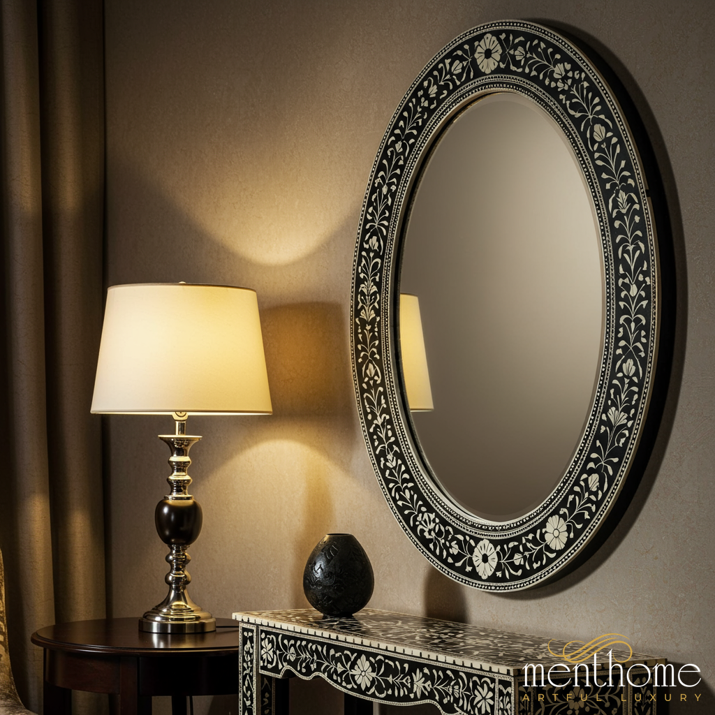 Elegant Oval Wall Mirror | Luxury Handmade Mirror