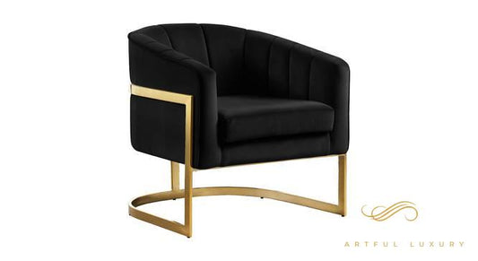 Taina Lounge Chair In Black Fabric | Luxury Handmade Chair