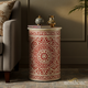 Traditional Red and White Round Side Table | Luxury Handmade Side Table