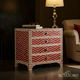 Red Bone Inlay Patterned Chest of Drawers | Luxury Handmade Chest of Drawer