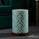 Decorative Blue and Cream Patterned Side Table | Luxury Handmade Stool