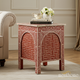Elegant Red and Ivory Decorative Cabinet | Luxury Handmade Side Table