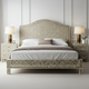 Luxury Carved Bone Inlay King Bed with Nightstands
