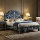 Luxury Handcrafted Inlay King Bed with Upholstered Bench