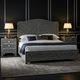 Luxury Black and White Inlaid King Size Bed with Matching Nightstands