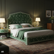 Luxury Green Inlaid King Bed with Matching Nightstands