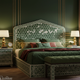 Luxury Green Bone Inlay King Bed with Matching Nightstands and Bench