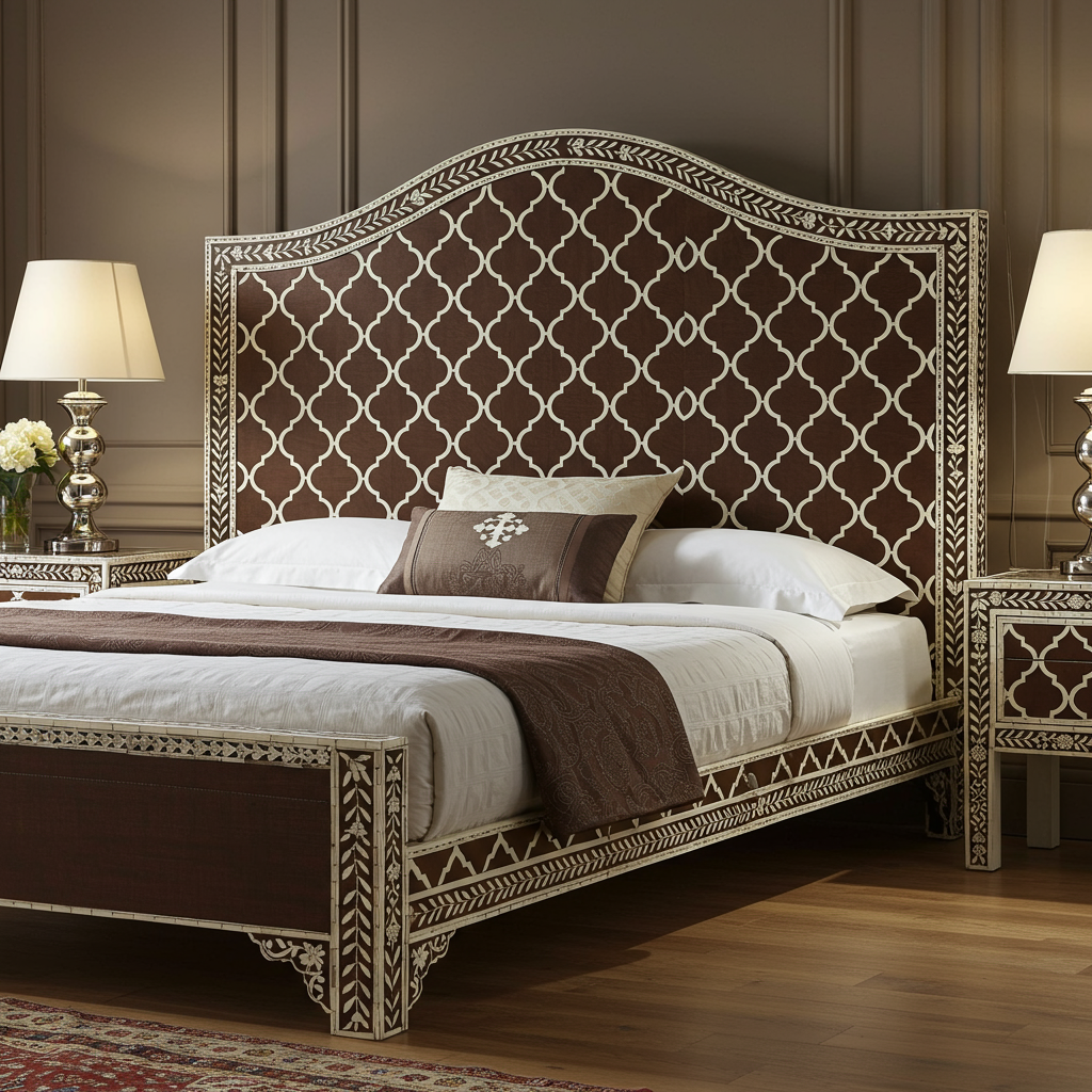 Luxury Handcrafted Patterned King Size Bed Frame – Menthome India