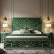 Emerald Sunburst Inlay King Bed with Matching Nightstands