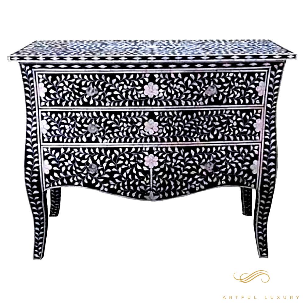 9 Drawer Dresser MOP Inlay Floral Design | Luxury Handmade Dresser