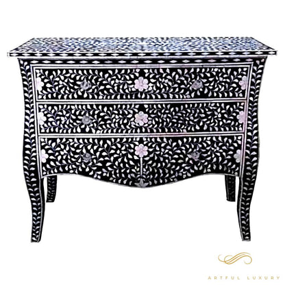 9 Drawer Dresser MOP Inlay Floral Design | Luxury Handmade Dresser