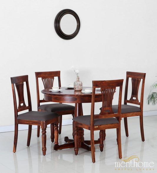 Rosewood Dining Table and Chair In Provincial Teak Finish with Cushioning | Luxury Handmade Chair