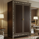 Elegant Dark Wood Wardrobe with Intricate Floral Inlay | Luxury Handmade Wardrobe