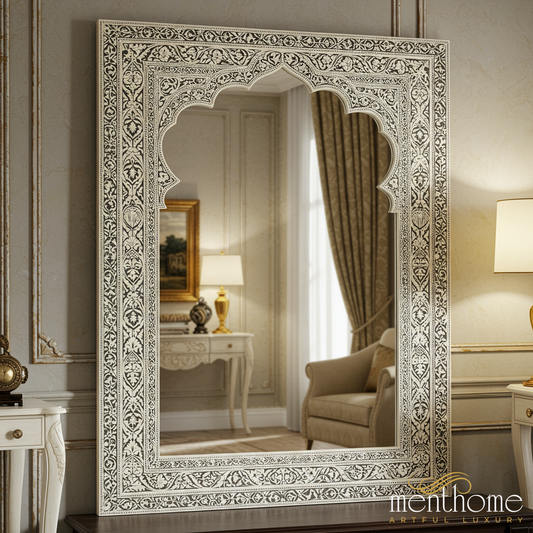 Ornate Vintage Wall Mirror with Intricate Floral Frame | Luxury Handmade Mirror