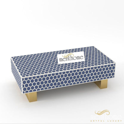Bone Inlay Rectangular Coffee Table- Honey Comb | Luxury Handmade Coffee Table