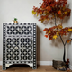 Bone Inlay Bedside Table Modern Design Bedside Handmade Bone Inlay Wooden Modern Floral Pattern Side table Furniture Handmade Wooden Table | Luxury Handmade Bedside Table
