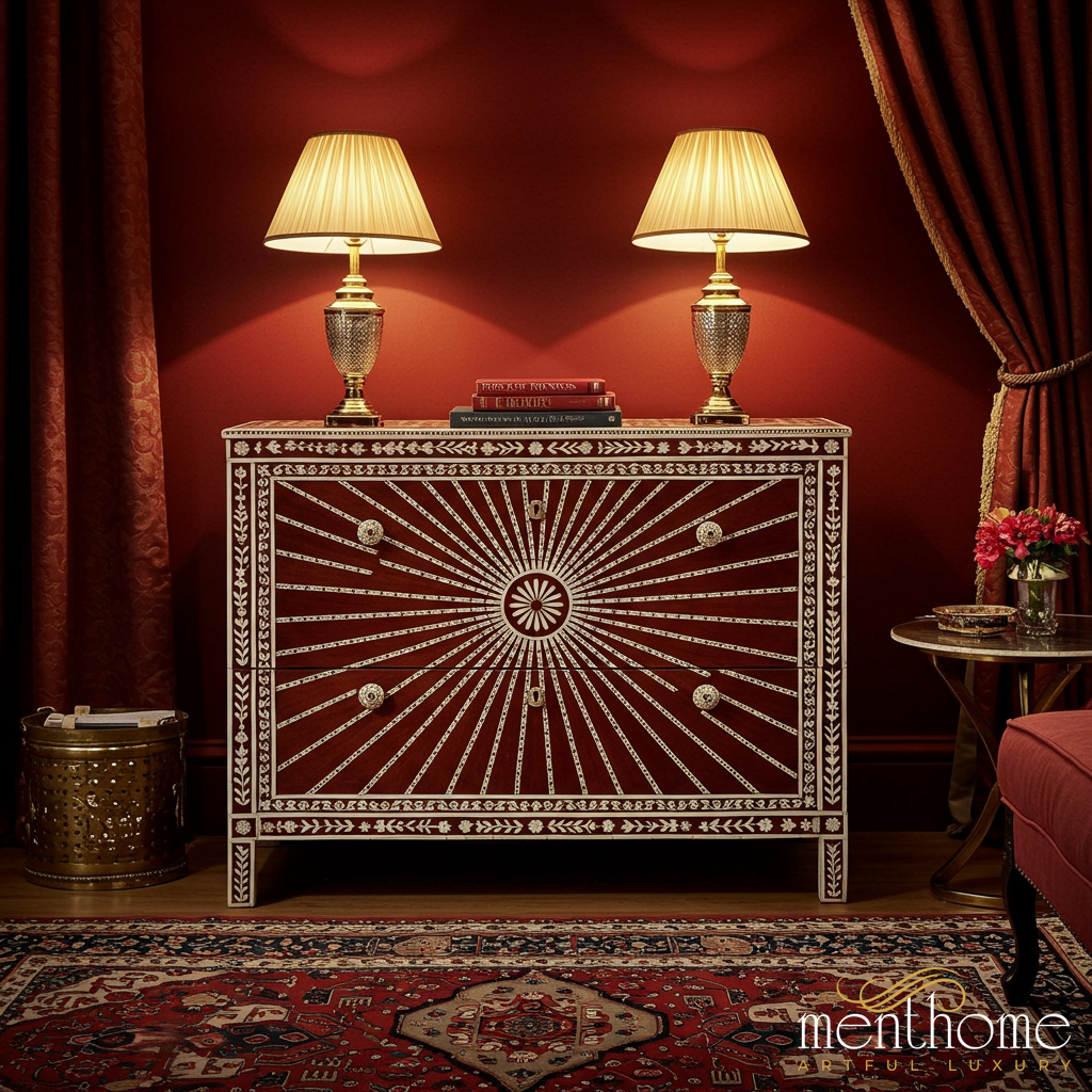 Handcrafted Inlay Wooden Chest of Drawers | Luxury Handmade Dresser