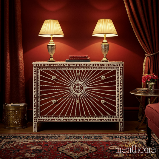 Handcrafted Inlay Wooden Chest of Drawers | Luxury Handmade Dresser