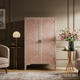 Pink Herringbone Pattern Wooden Armoire | Luxury Handmade Cabinet