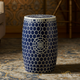 Blue inlay Garden Stool with Geometric Pattern | Luxury Handmade Stool