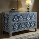 Handcrafted Blue Floral Bone Inlay Chest of Drawers | Luxury Handmade Dresser