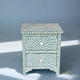 Green Bone Inlay Petal Bedside Table for Home | Luxury Handmade Bedside Table