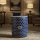 Blue and White Hexagonal Pattern inlay Garden Stool | Luxury Handmade Stool