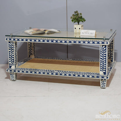 Shelf coffee table Bone Inlay | Luxury Handmade Coffee Table