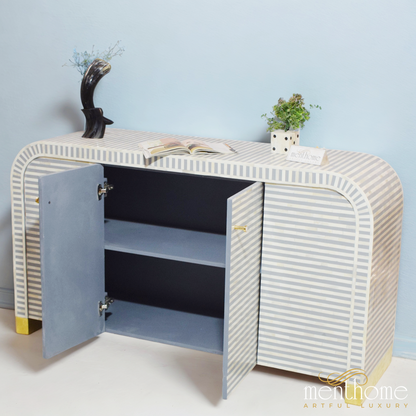 Grey Curved Waterfall 2 door Cabinet | Luxury Handmade Cabinet