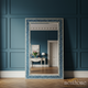 Decorative Full-Length Wall Mirror with Blue and White Chevron Frame | Luxury Handmade Mirror