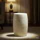 Hexagonal Pattern Ivory inlay Garden Stool | Luxury Handmade Stool