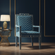 Luxury Inlay Armchair with Blue Chevron Upholstery | Luxury Handmade Chair
