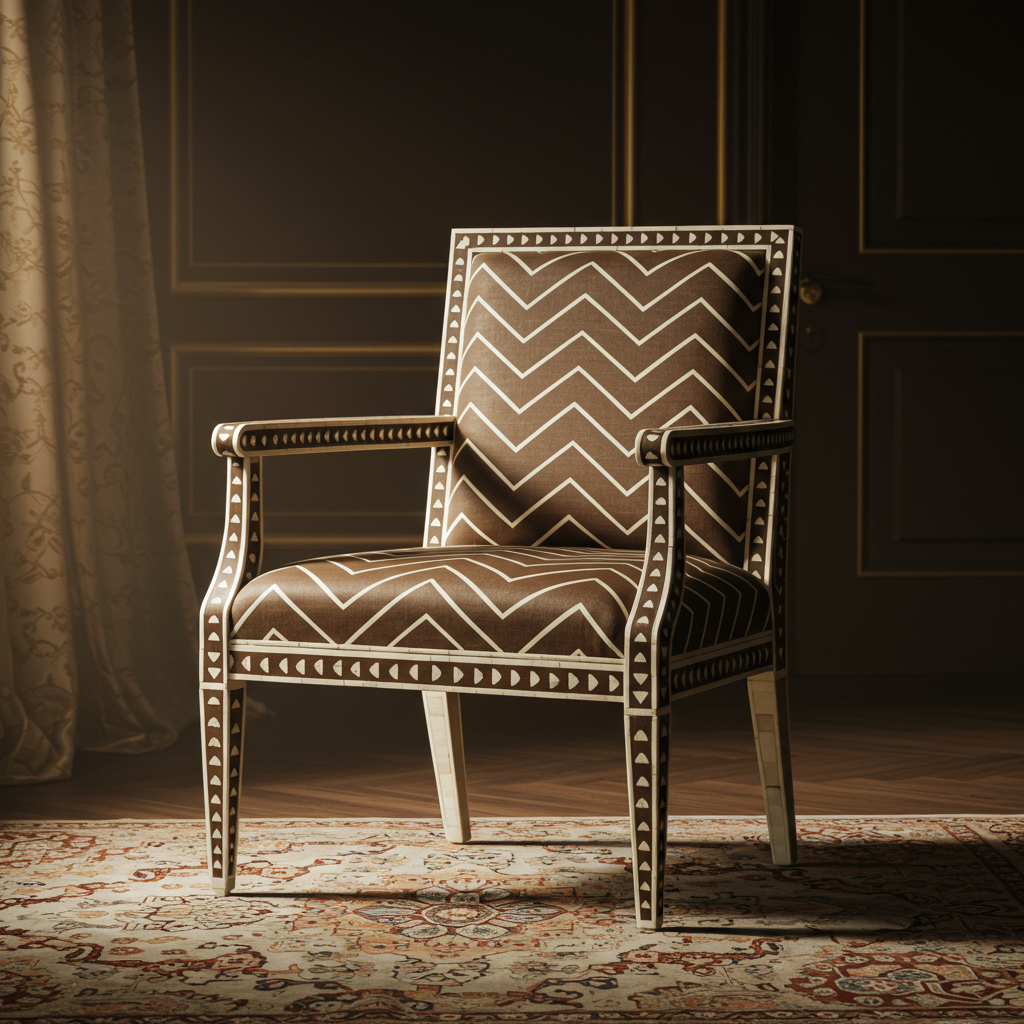 Luxury Inlay Armchair with Geometric Pattern | Luxury Handmade Chair
