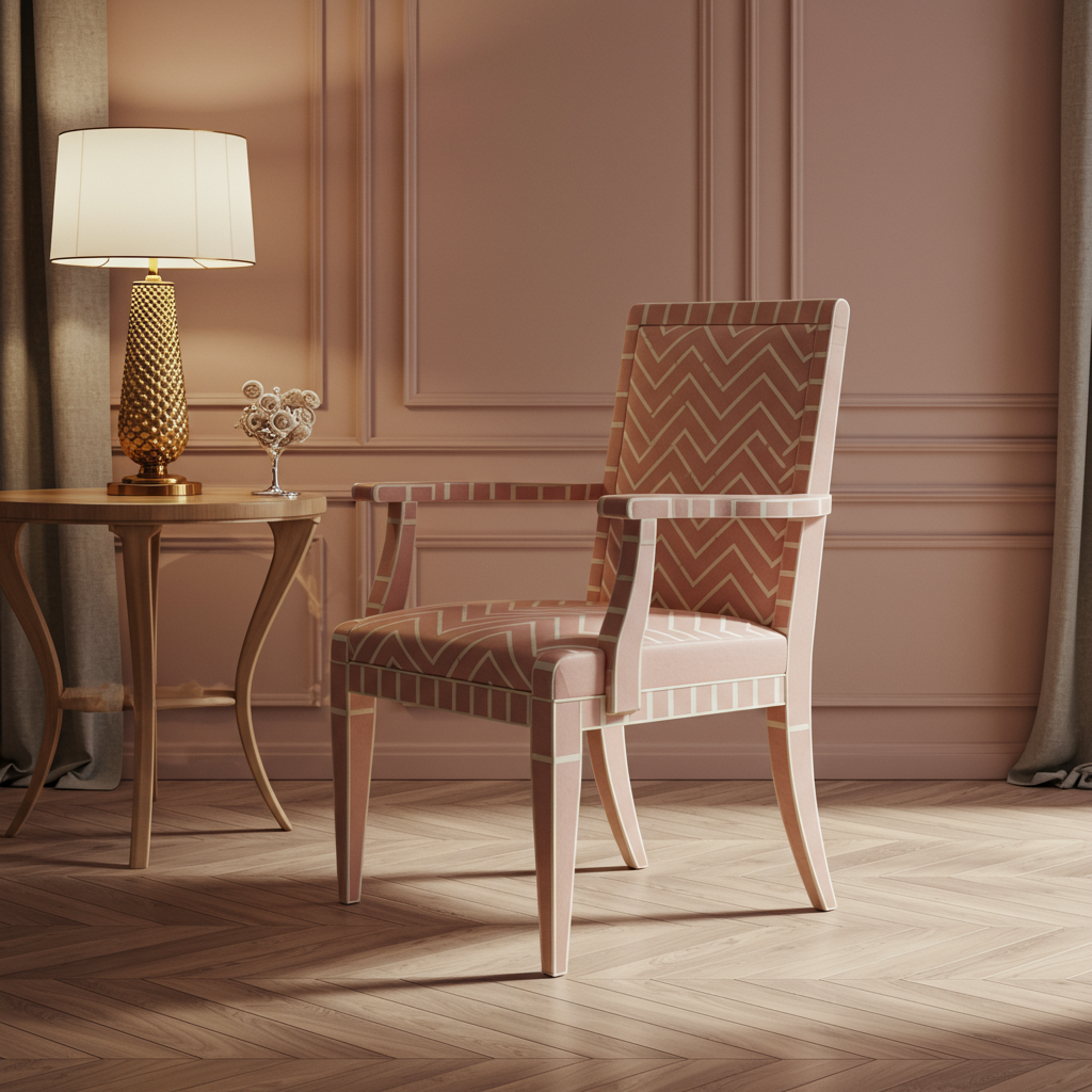 Luxury Inlay Chevron Armchair | Luxury Handmade Chair