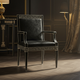 Inlay Black Leather Accent Chair | Luxury Handmade Chair
