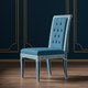 Inlay Chair with Blue Upholstery and Greek Key Design | Luxury Handmade Chair